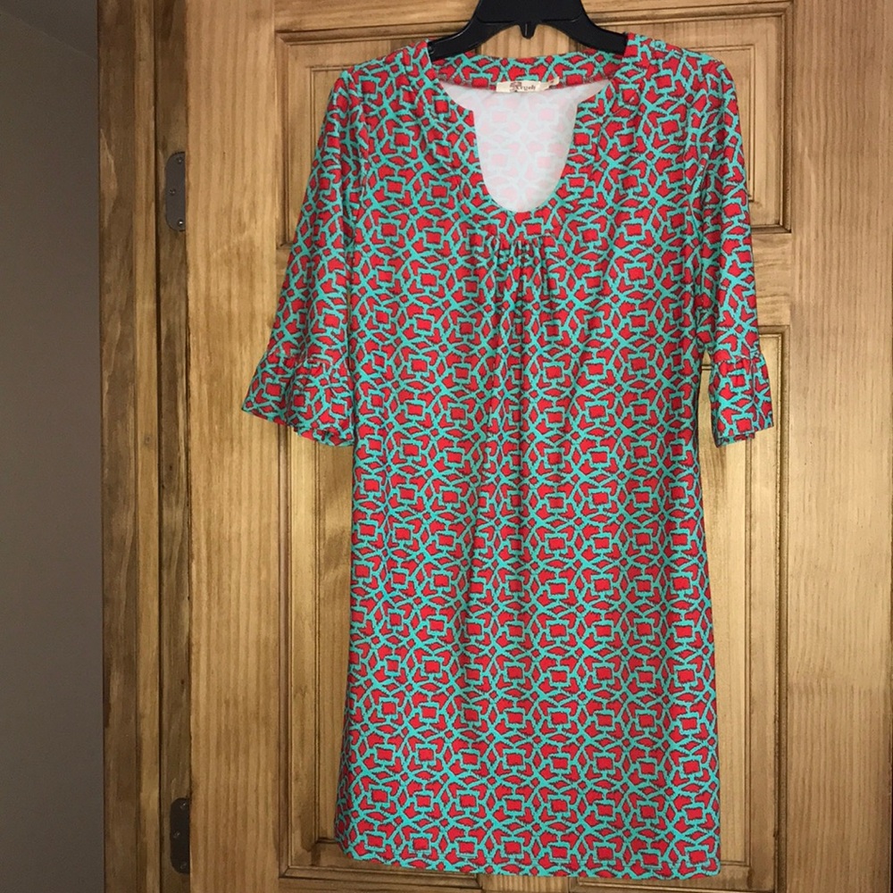 Turquoise and Red Dress